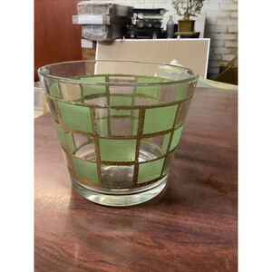 Culver 22K Gold Green Ice Bucket 4.75” MCM Vintage